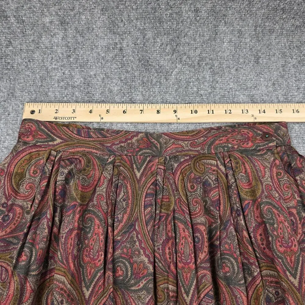 Vintage Ashley Brooke Skirt Womens 14 Multicolor Paisley Rayon Maxi Made USA